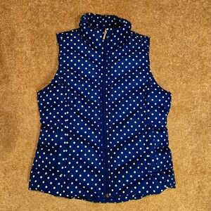 LANDS' END Women's Blue Polka Dot Puffer Vest Size Small 6-8
